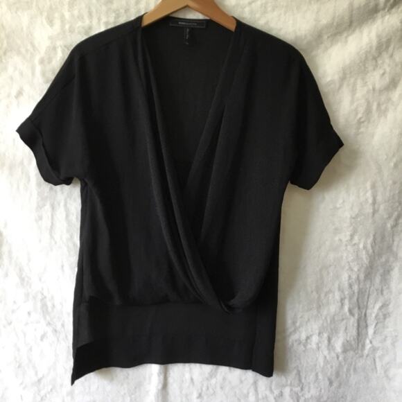BCBGMaxAzria Black Drape Front Hi-Low Sheer Top - Picture 15 of 16